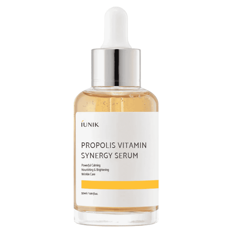 Sérum facial coreano iUNIK Propolis Vitamin Synergy, frasco de 50ml com conta-gotas, para cuidados de pele.