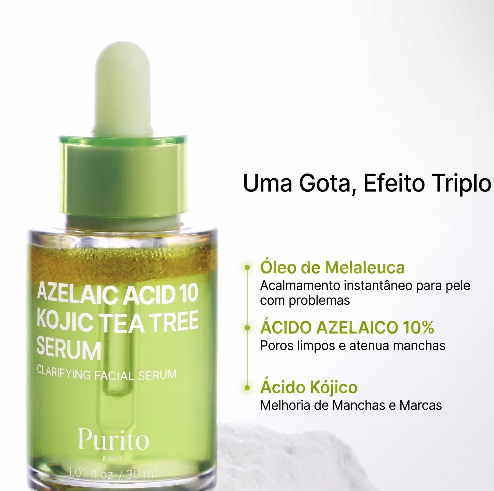 Aplicação do sérum PURITO anti-manchas no rosto