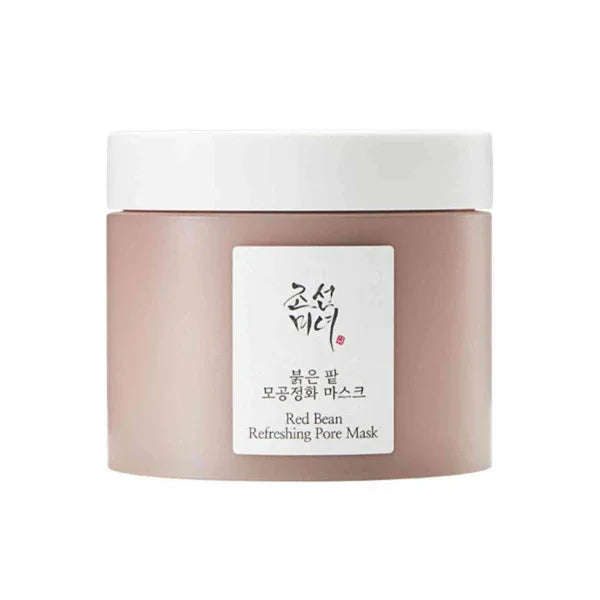 Máscara facial coreana Red Bean Refreshing Pore Mask pote bege com tampa branca, 140ml.
