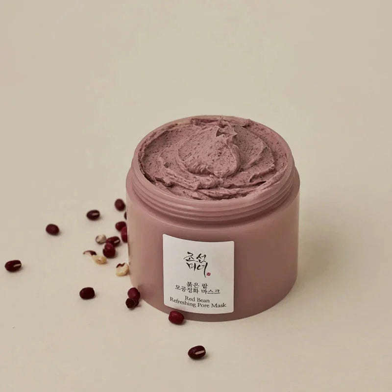 Máscara facial coreana Red Bean para poros, creme roxo em pote, cosmético K-Beauty