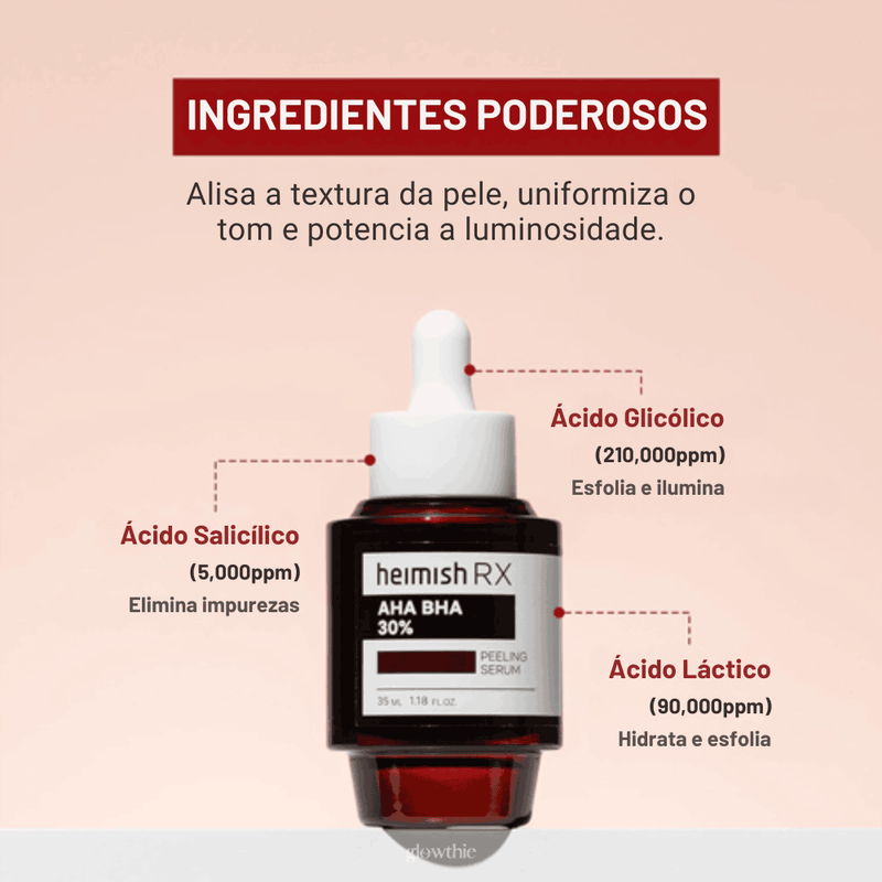 Cuidado K-Beauty para esfoliação suave e eficaz. Aplicação do Heimish RX AHA BHA Peeling Serum – tratamento noturno para pele renovada e saudável. Disponível na Glowthie Portugal.
