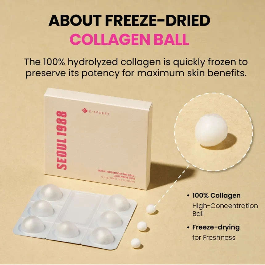 KSECRET SEOUL 1988 Boosting Ball Collagen 100% com 7 cápsulas