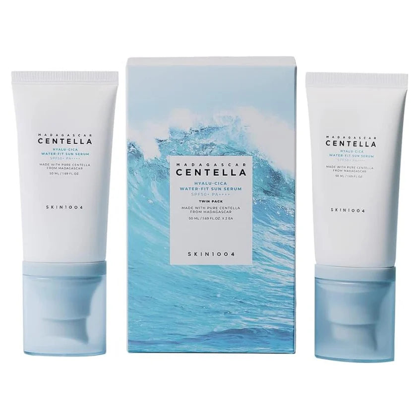 Madagascar Centella Hyalu-Cica Water-Fit Sun Serum TWIN PACK Skin1004  Glowthie